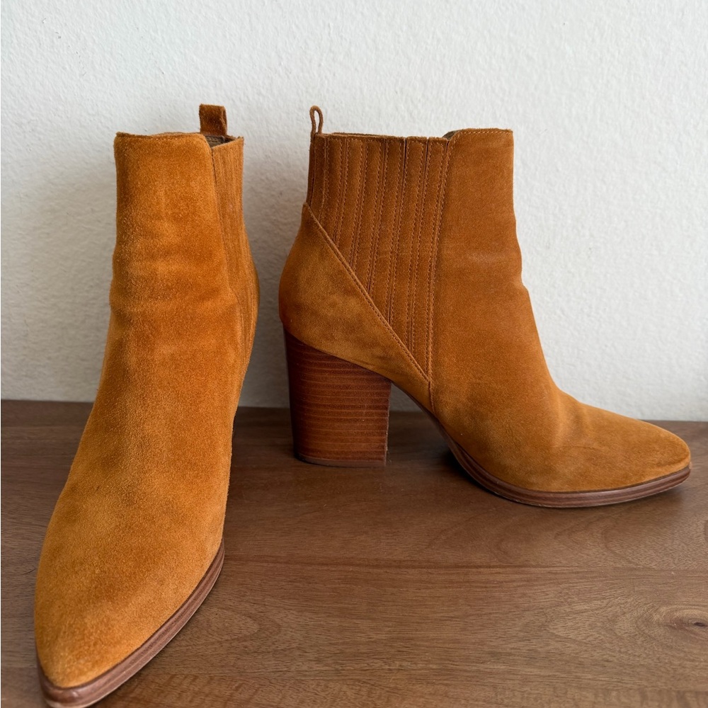 Marc Fisher Suede Ankle Boots in Cognac Brown - Picture 3 of 6